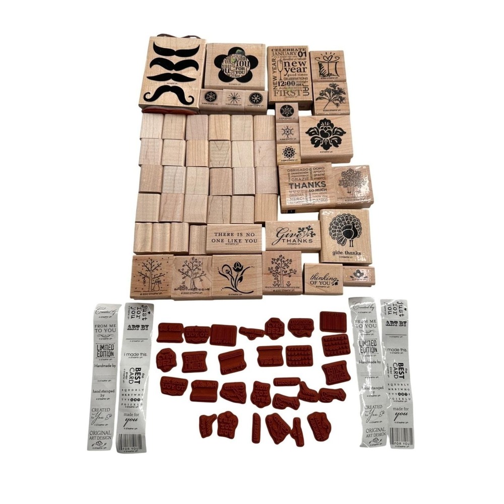 Large Lot Of Stampin‎ Up! Wooden Rubber Stamps & Accessories Crafting Cardmaking